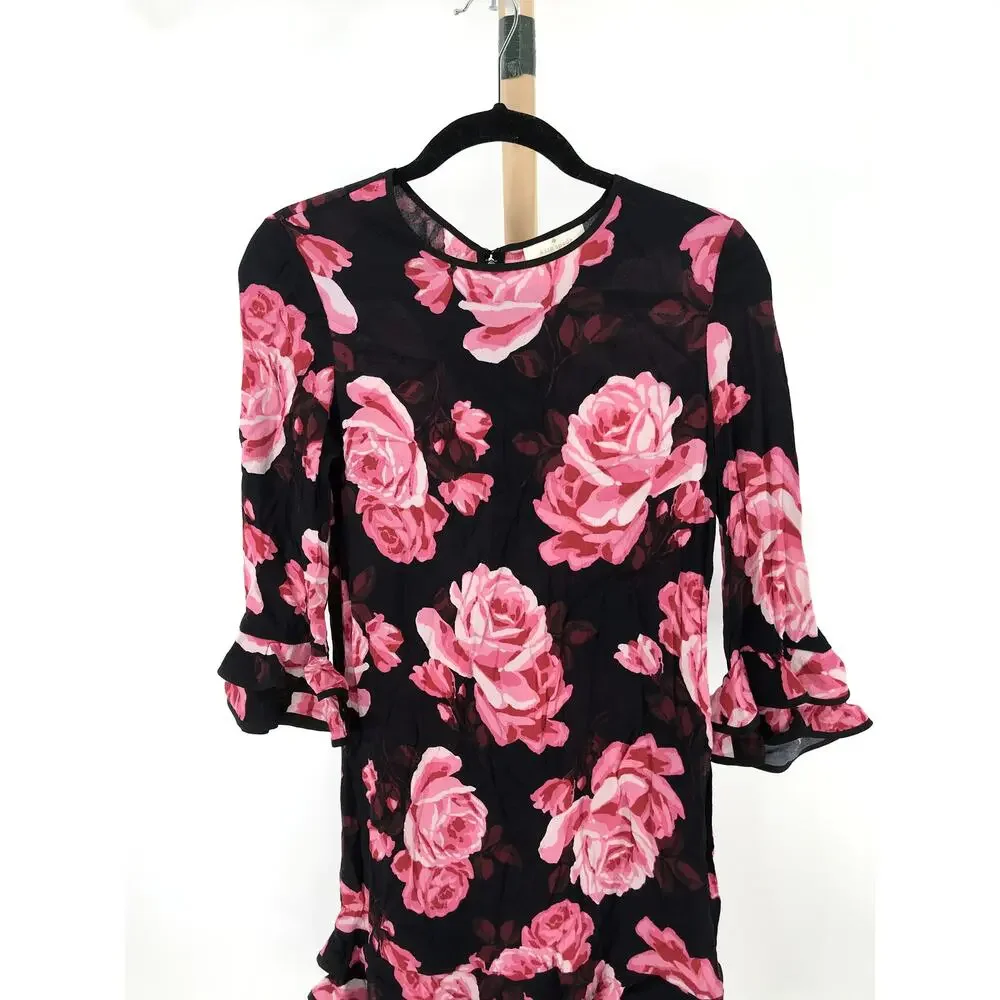 kate spade rosa print long sleeve mini dress